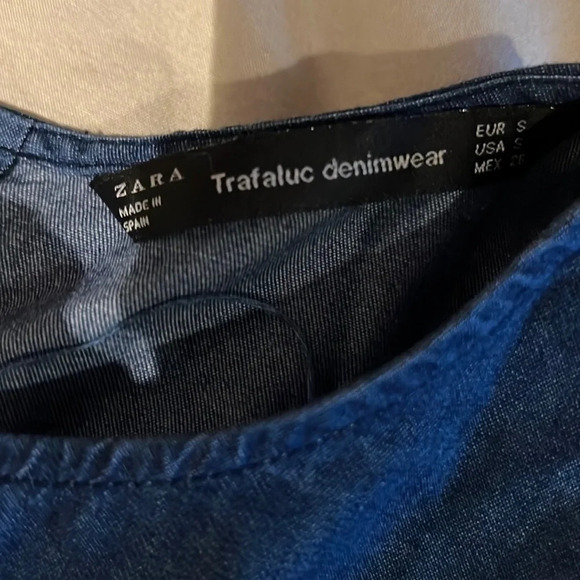 Zara long  sleeve blue striped detail jeans top Sz S - Picture 4 of 13